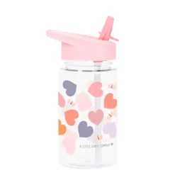 Botella con pajita Corazones 450 ml - A Little Lovely Company