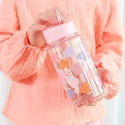 Botella con pajita Corazones 450 ml - A Little Lovely Company