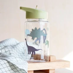 Botella con pajita Dinosaurios 450 ml - A Little Lovely Company
