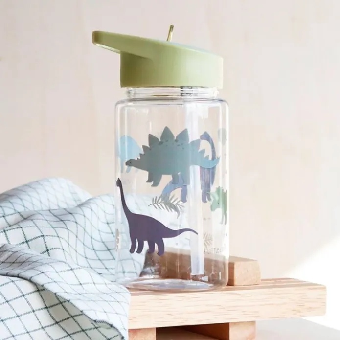 Botella con pajita Dinosaurios 450 ml - A Little Lovely Company