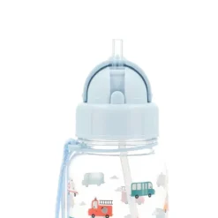 Botella de tritán con pajita Vehículos City Cars 500 ml - Tutete