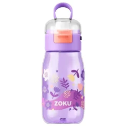 Botella Flip Gulp tritán (sin BPA) púrpura flores 475 ml - Zoku
