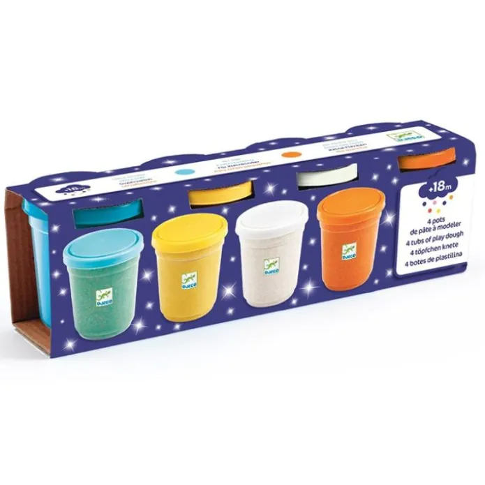 Botes de plastilina con purpurina (4) - Djeco