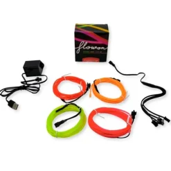Cables flexible de luz roja, rosa, amarilla y verde 2,5 m - Flowon