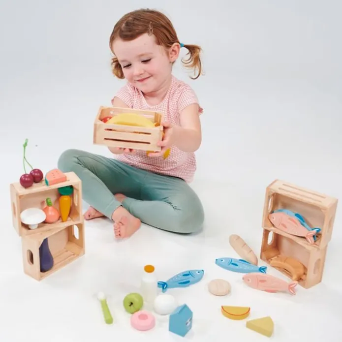 Caja con 5 frutas de madera - Mentari