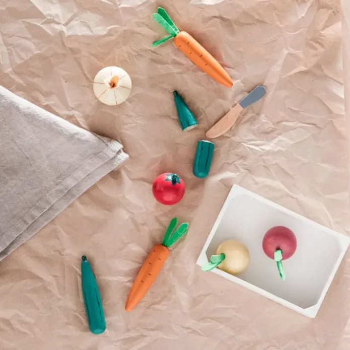 Caja con 9 verduras de madera - Kid's Concept