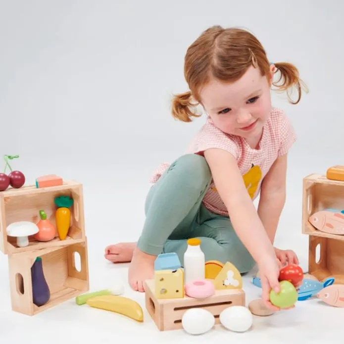 Caja con 5 verduras de madera - Mentari