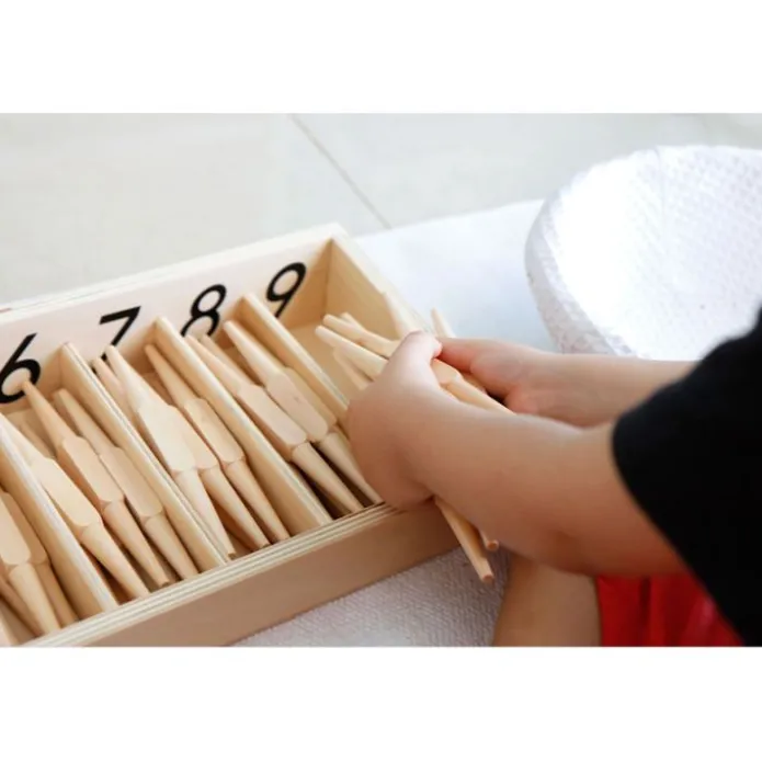 Caja de husos de madera - Montessori