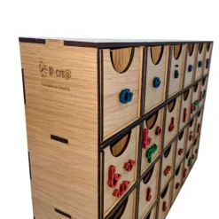 Caja de madera para clasificar sonidos Montessori mayúsculas y minúsculas - R-cre@