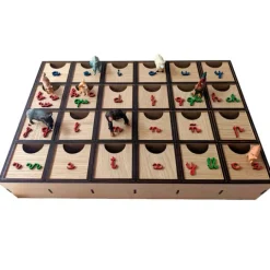 Caja de madera para clasificar sonidos Montessori mayúsculas y minúsculas - R-cre@
