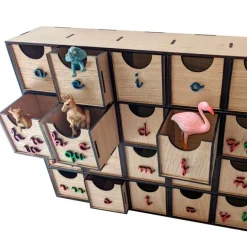 Caja de madera para clasificar sonidos Montessori mayúsculas y minúsculas - R-cre@