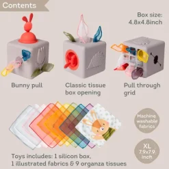 Caja de silicona con pañuelos de tela - Taf Toys