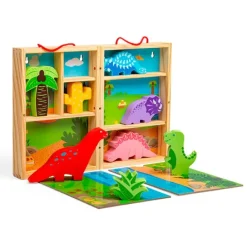 Caja escenario de madera dinosaurios - Bigjigs