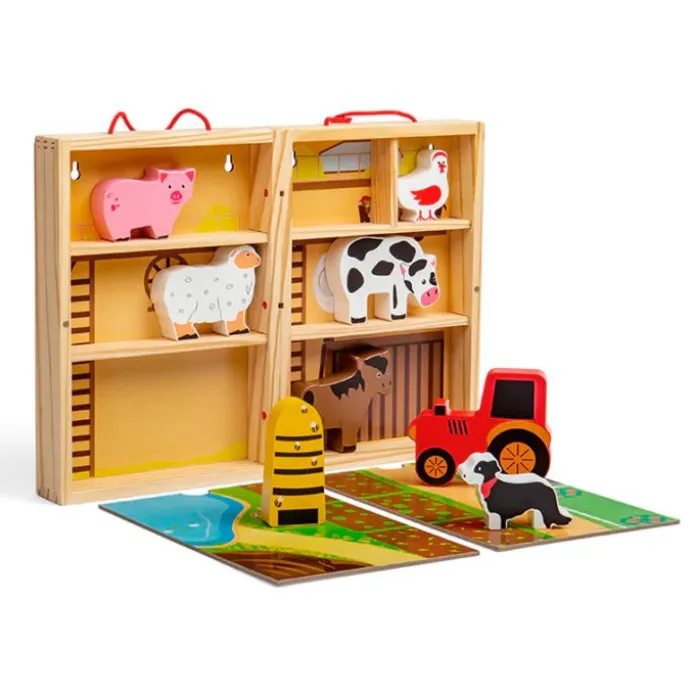 Caja escenario de madera granja con animales - Bigjigs