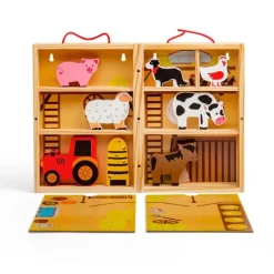 Caja escenario de madera granja con animales - Bigjigs
