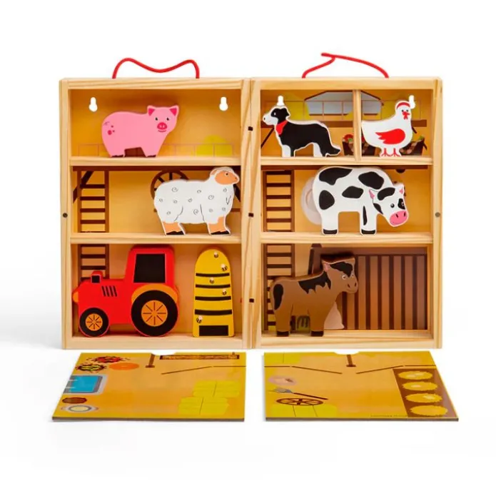 Caja escenario de madera granja con animales - Bigjigs