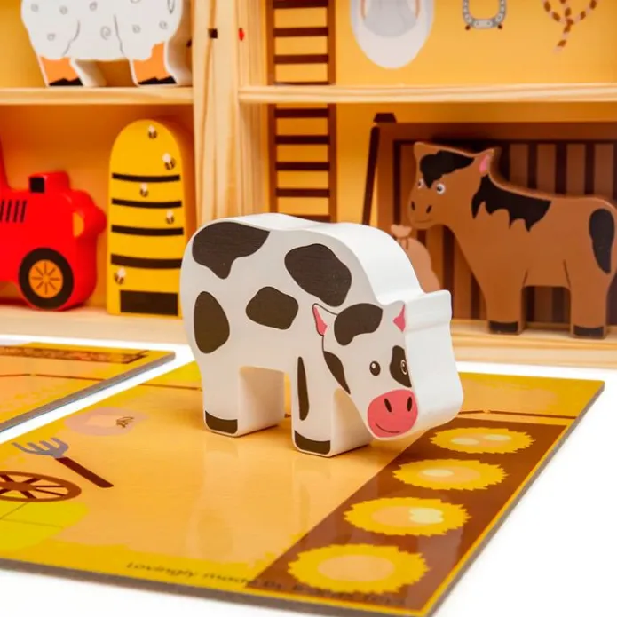 Caja escenario de madera granja con animales - Bigjigs