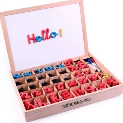 Caja pizarra reversible magnética con números y letras - Montessori