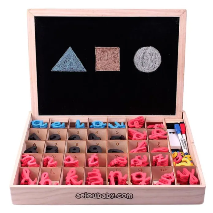 Caja pizarra reversible magnética con números y letras - Montessori