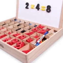 Caja pizarra reversible magnética con números y letras - Montessori