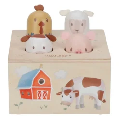 Caja pop-up de madera con animales y sonidos Pequeña granja - Little Dutch