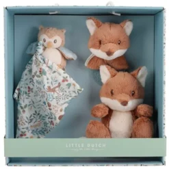 Caja regalo doudou, mordedor y peluche Amigos del Bosque - Little Dutch