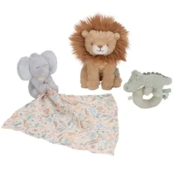 Caja regalo doudou, sonajero y peluche Safari Friends - Little Dutch