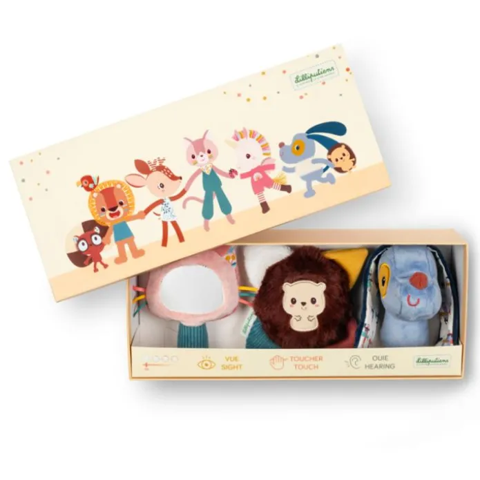 Caja regalo espejo Jeanne, peluche León y sonajero Jules - Lilliputiens