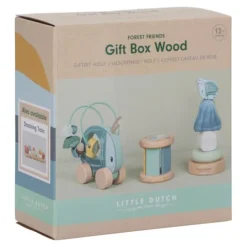 Caja regalo sonajero, apilable y looping de madera Amigos del bosque - Little Dutch