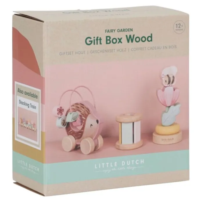 Caja regalo sonajero, apilable y looping de madera Jardín de hadas - Little Dutch