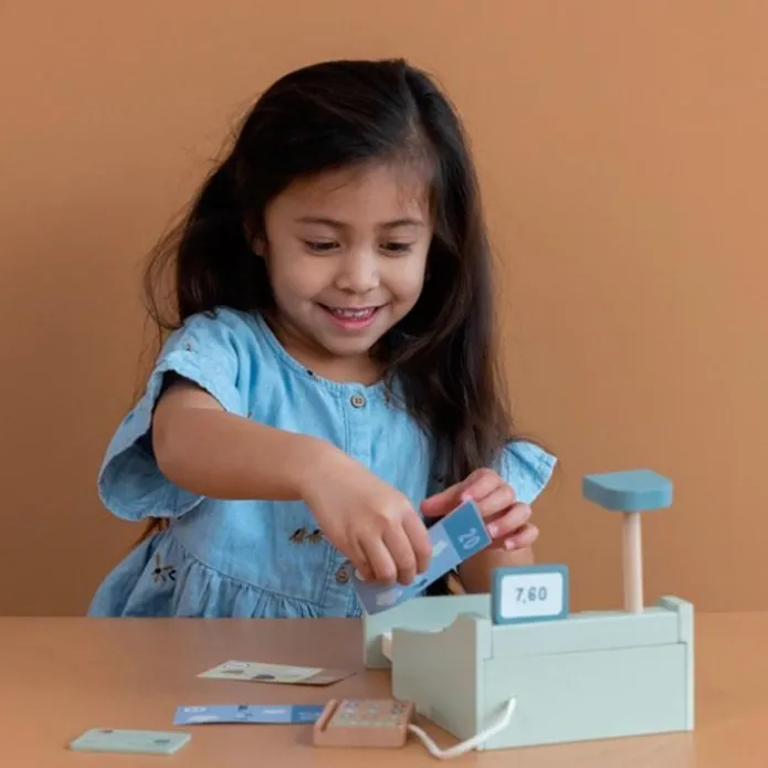 Caja registradora de madera con dinero - Little Dutch