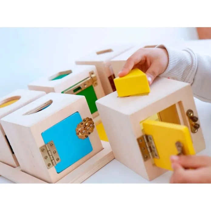 Cajas de madera con encajes y cierres Peekaboo (6) - Guidecraft
