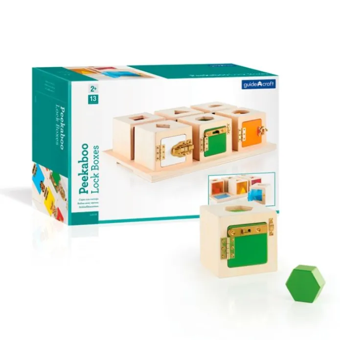 Cajas de madera con encajes y cierres Peekaboo (6) - Guidecraft