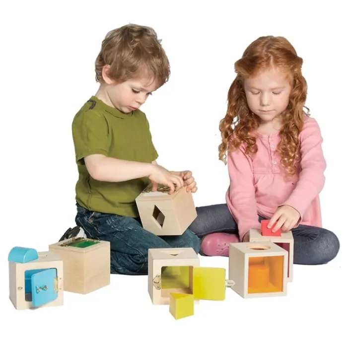 Cajas de madera con encajes y cierres Peekaboo (6) - Guidecraft