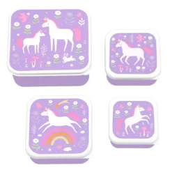 Cajas para almuerzo y snacks Unicornios (4) - A Little Lovely Company