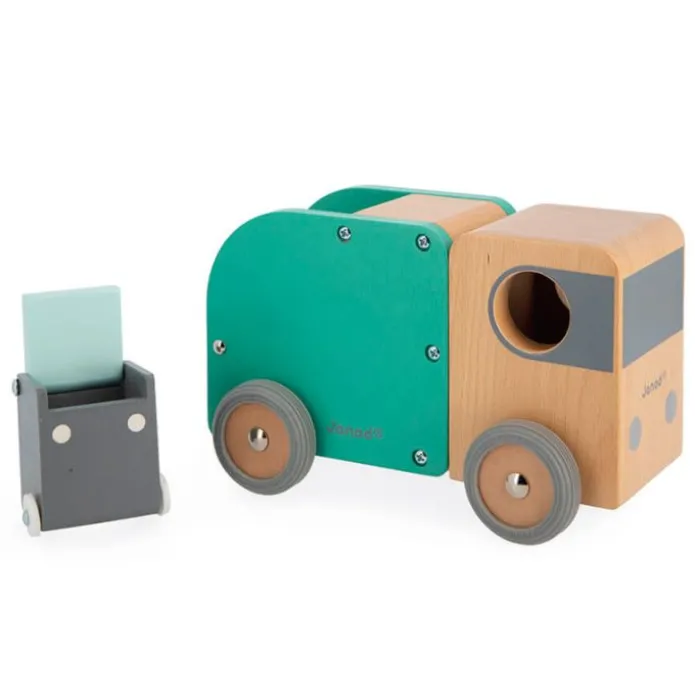 Camión de basura de madera con contenedor - Janod