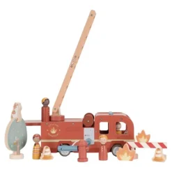 Camión de bomberos con muñecos y accesorios de madera - Little Dutch