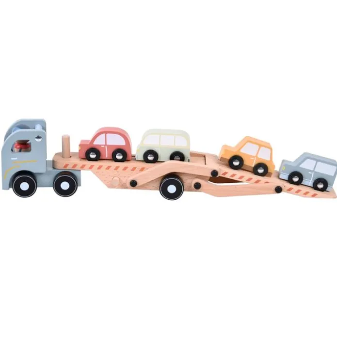 Camión transportador de madera con conductor y 4 coches - Little Dutch