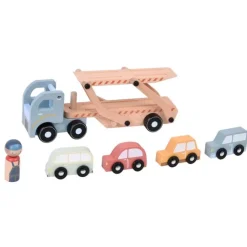 Camión transportador de madera con conductor y 4 coches - Little Dutch