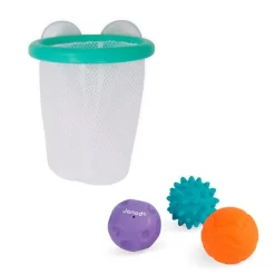 Canasta de baloncesto para bañera con 3 pelotas sensoriales - Janod