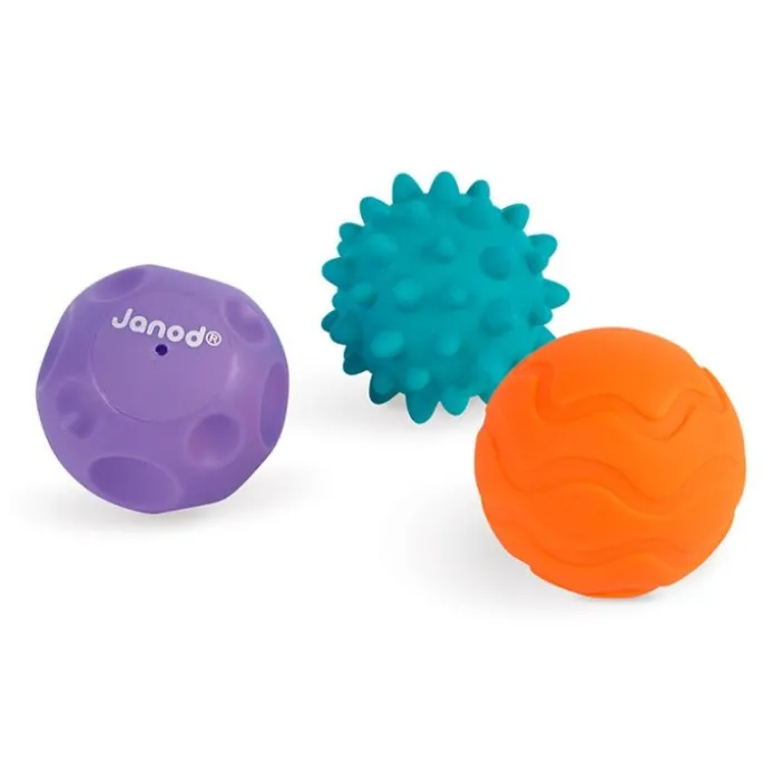 Canasta de baloncesto para bañera con 3 pelotas sensoriales - Janod