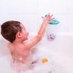 Canasta de baloncesto para bañera con 3 pelotas sensoriales - Janod