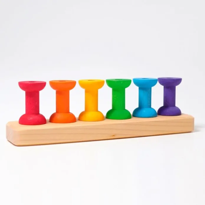Carretes de madera colores arcoíris (6) - Grimm's
