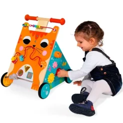 Carrito andador de madera con actividades Gato - Janod
