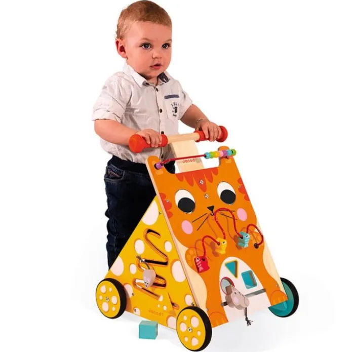 Carrito andador de madera con actividades Gato - Janod