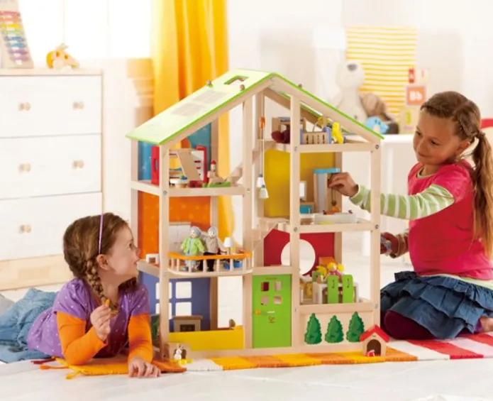 Casa de muñecas de madera con muebles - Hape