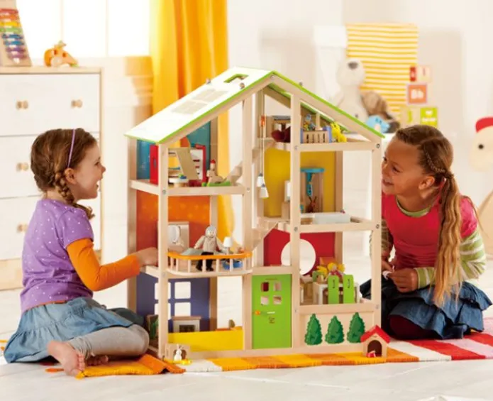 Casa de muñecas de madera con muebles - Hape