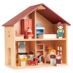 Casa de muñecas de madera con muebles Poppets - Mentari