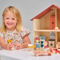 Casa de muñecas de madera con muebles Poppets - Mentari