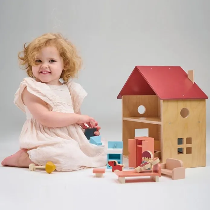 Casa de muñecas de madera con muebles Poppets - Mentari